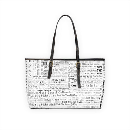 STFU & BUILD® - Word Art Wrap - White - Faux Leather Shoulder Bag