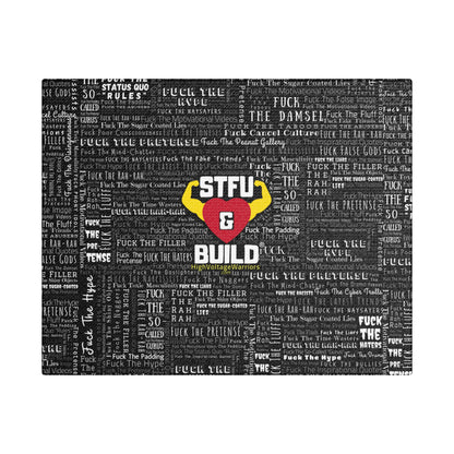 STFU & BUILD® | “Word Art Wrap” — Satin Canvas (Black, Stretched)