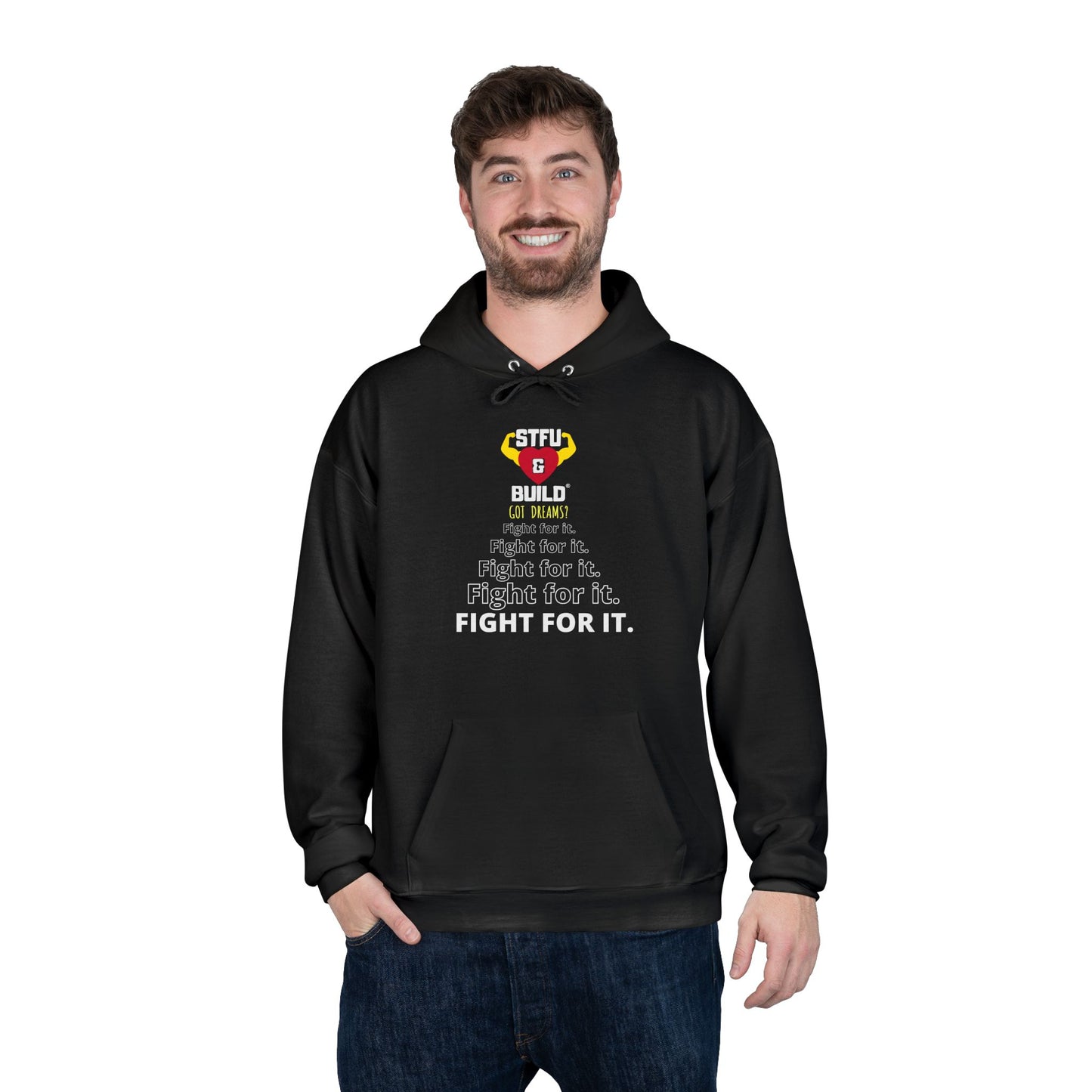 STFU & BUILD® | "Fight For It" — Men's EcoSmart® Pullover Hoodie