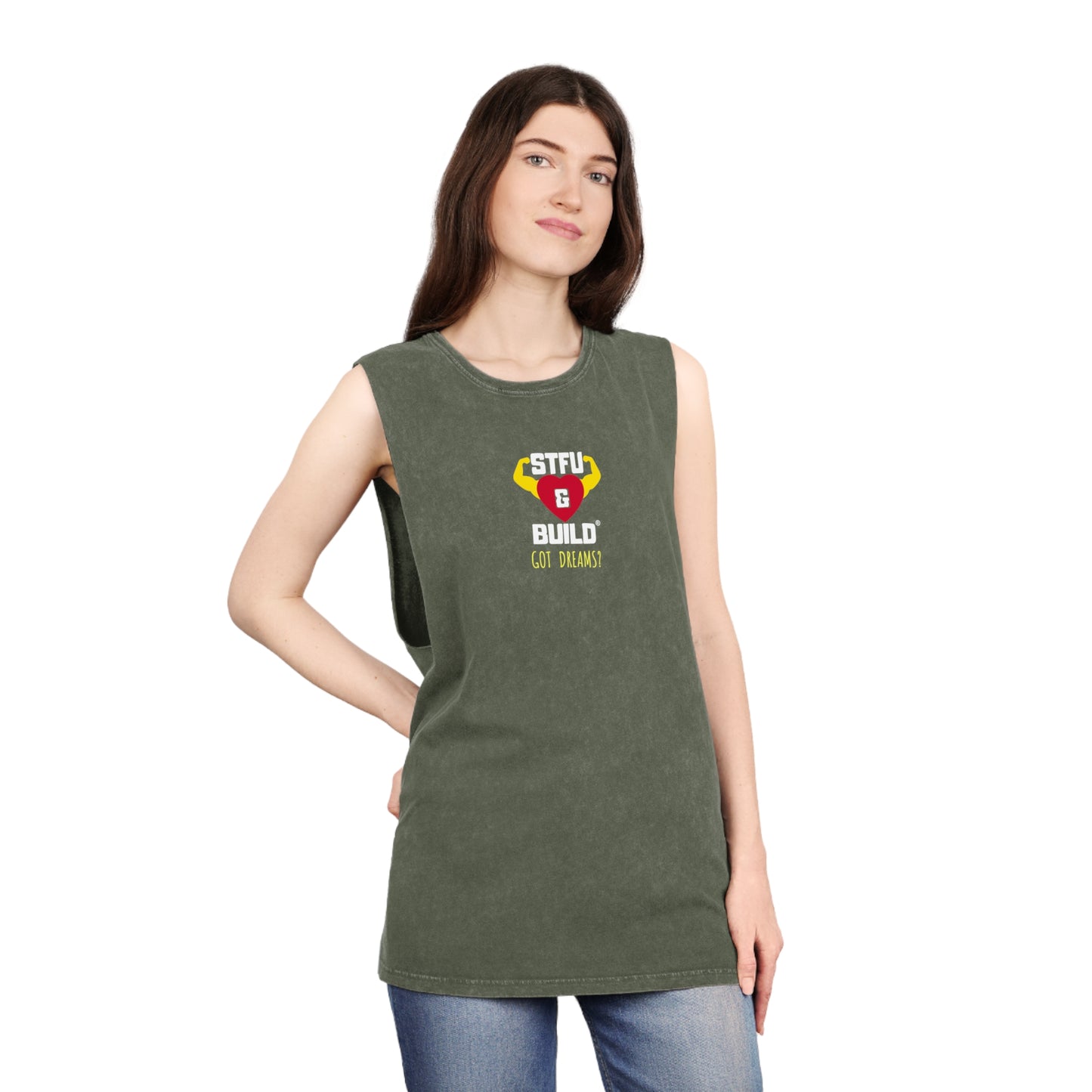 STFU & BUILD® - Classic - Got Dreams? - Unisex Stonewash Tank Top