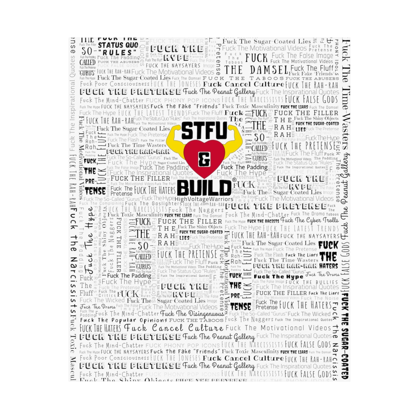 STFU & BUILD - Word Art Wrap - White Background - Premium Matte Vertical Posters
