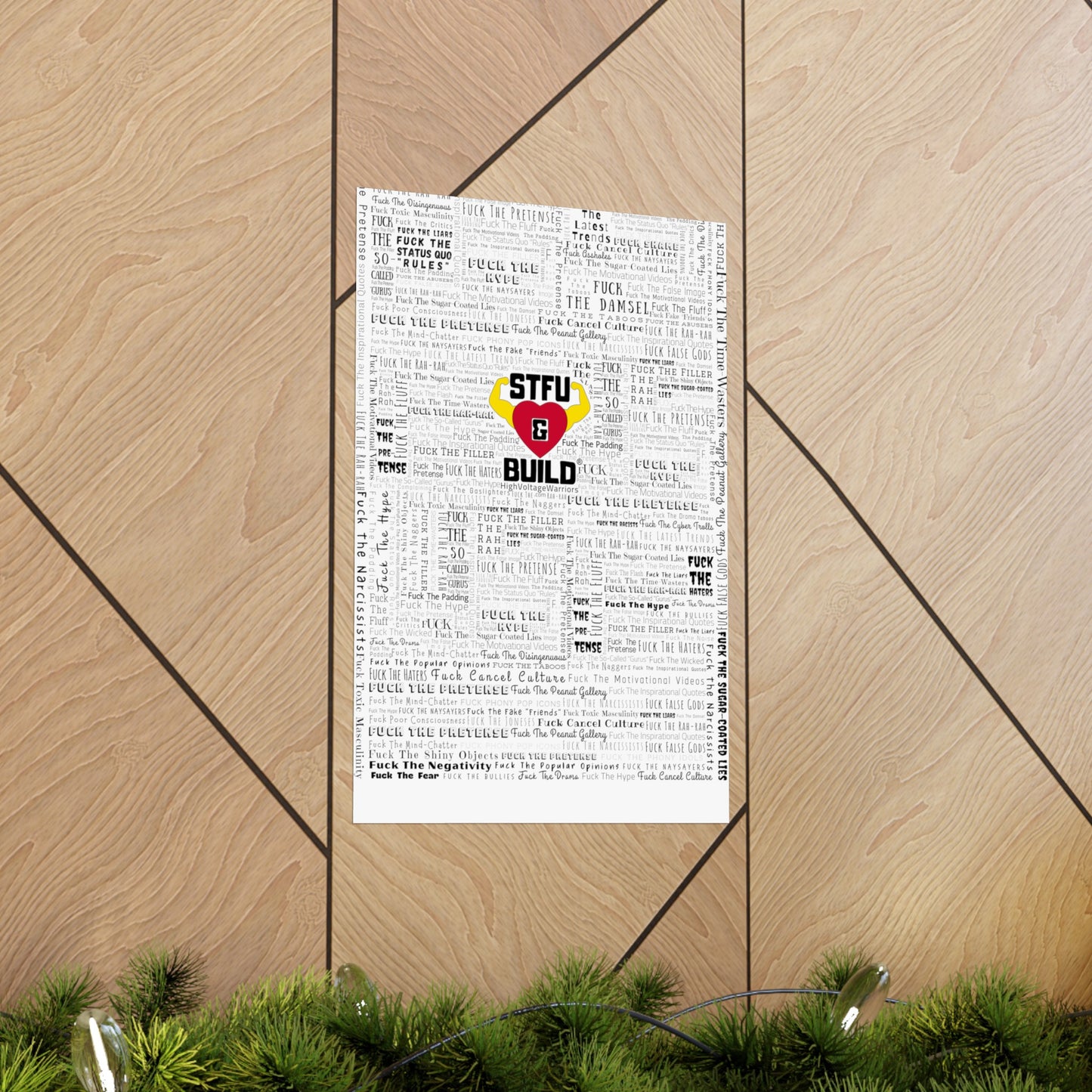 STFU & BUILD - Word Art Wrap - White Background - Premium Matte Vertical Posters