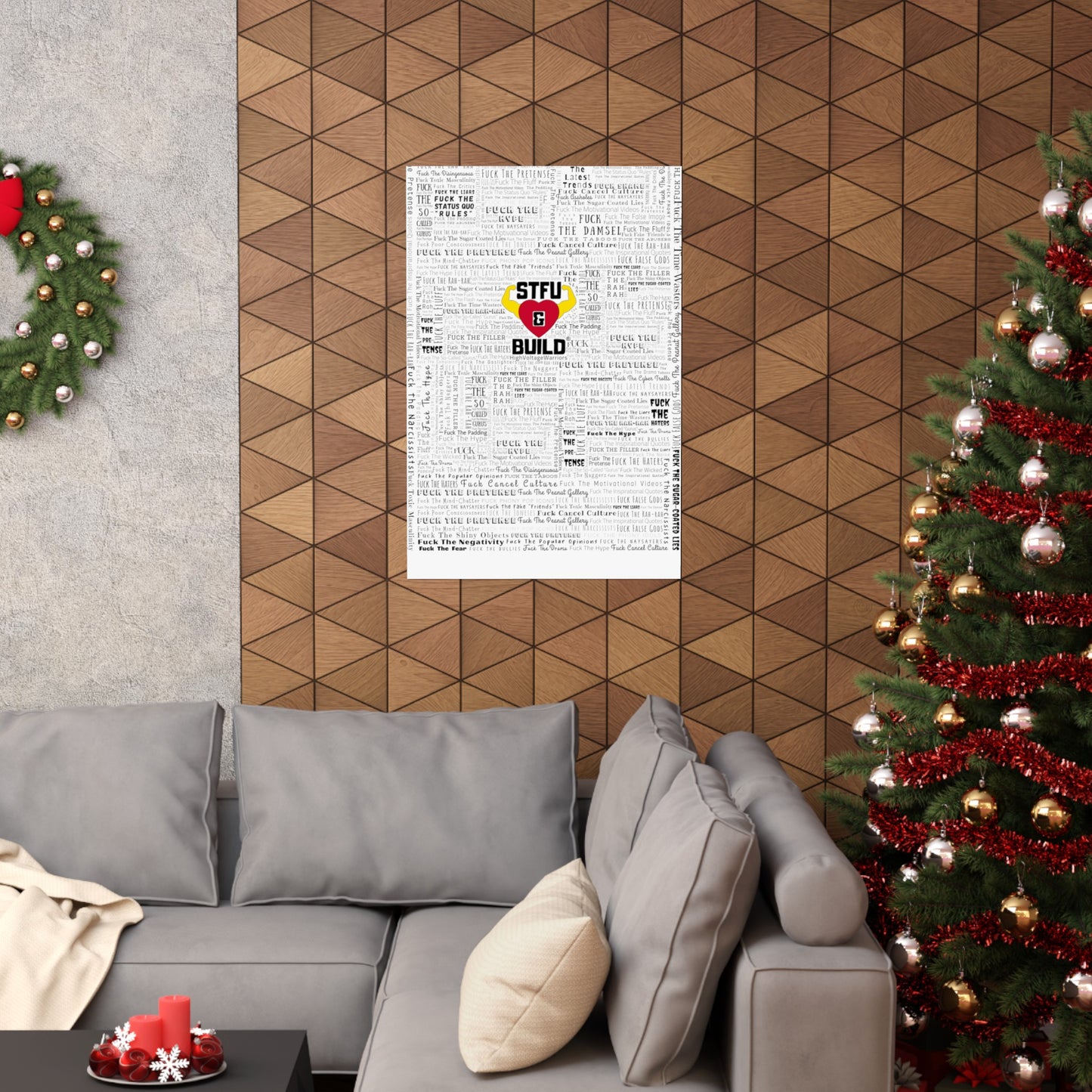 STFU & BUILD - Word Art Wrap - White Background - Premium Matte Vertical Posters