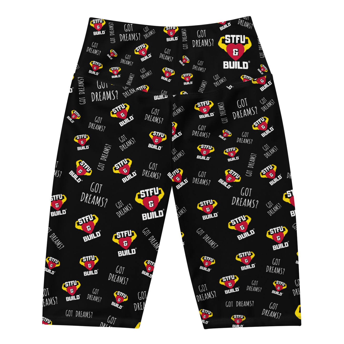 STFU & BUILD® | “Do The Dirty Core Work — Classic Collage” — Women's Biker Shorts