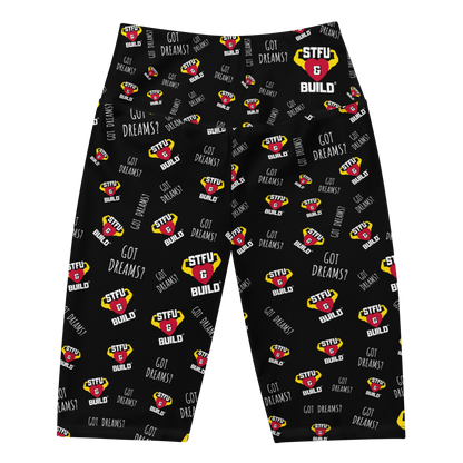 STFU & BUILD® | “Do The Dirty Core Work — Classic Collage” — Women's Biker Shorts