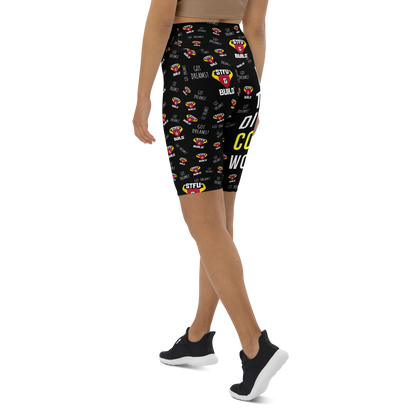 STFU & BUILD® | “Do The Dirty Core Work — Classic Collage” — Women's Biker Shorts