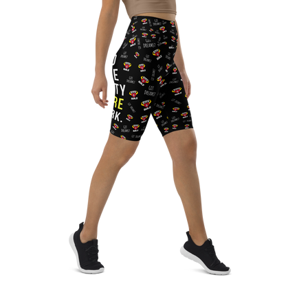 STFU & BUILD® | “Do The Dirty Core Work — Classic Collage” — Women's Biker Shorts