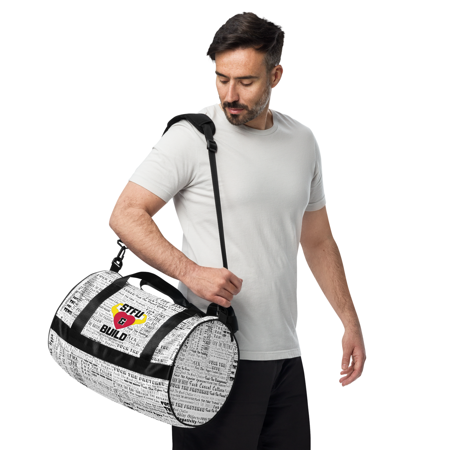 STFU & BUILD® | “Word Art Wrap” — Gym Bag