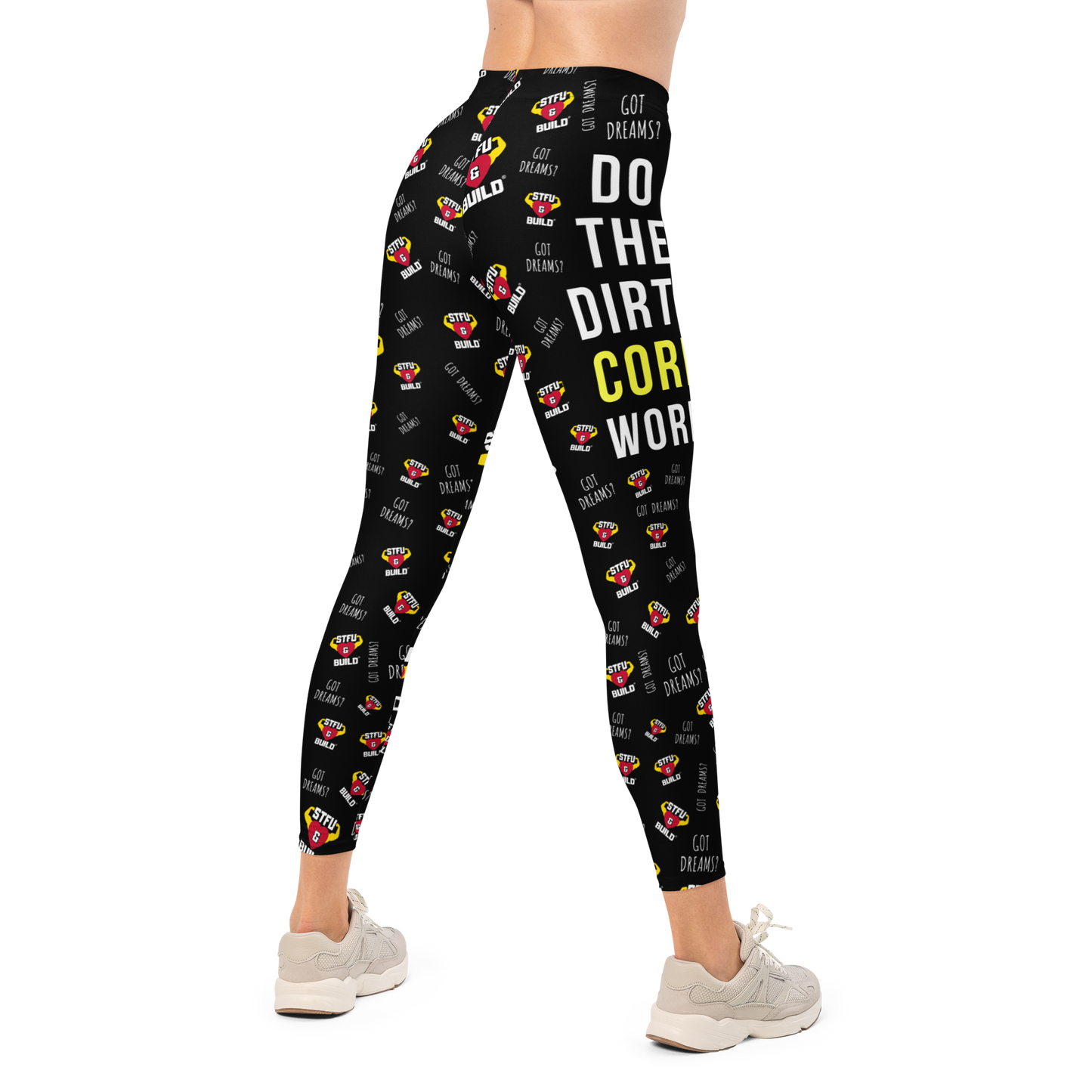 STFU & BUILD® | “Do The Dirty Core Work — Classic Collage” — Performance Leggings