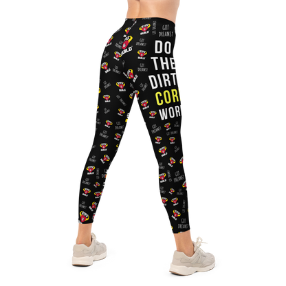 STFU & BUILD® | “Do The Dirty Core Work — Classic Collage” — Performance Leggings