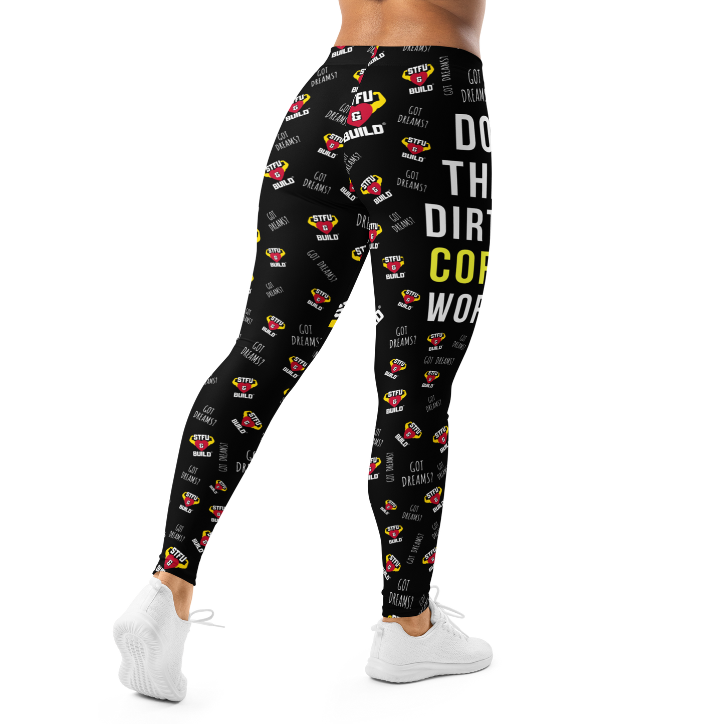 STFU & BUILD® | “Do The Dirty Core Work — Classic Collage” — Performance Leggings