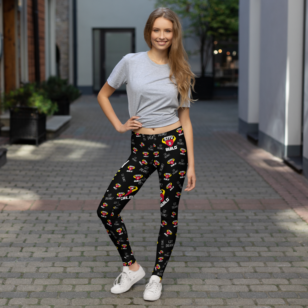 STFU & BUILD® | “Do The Dirty Core Work — Classic Collage” — Performance Leggings
