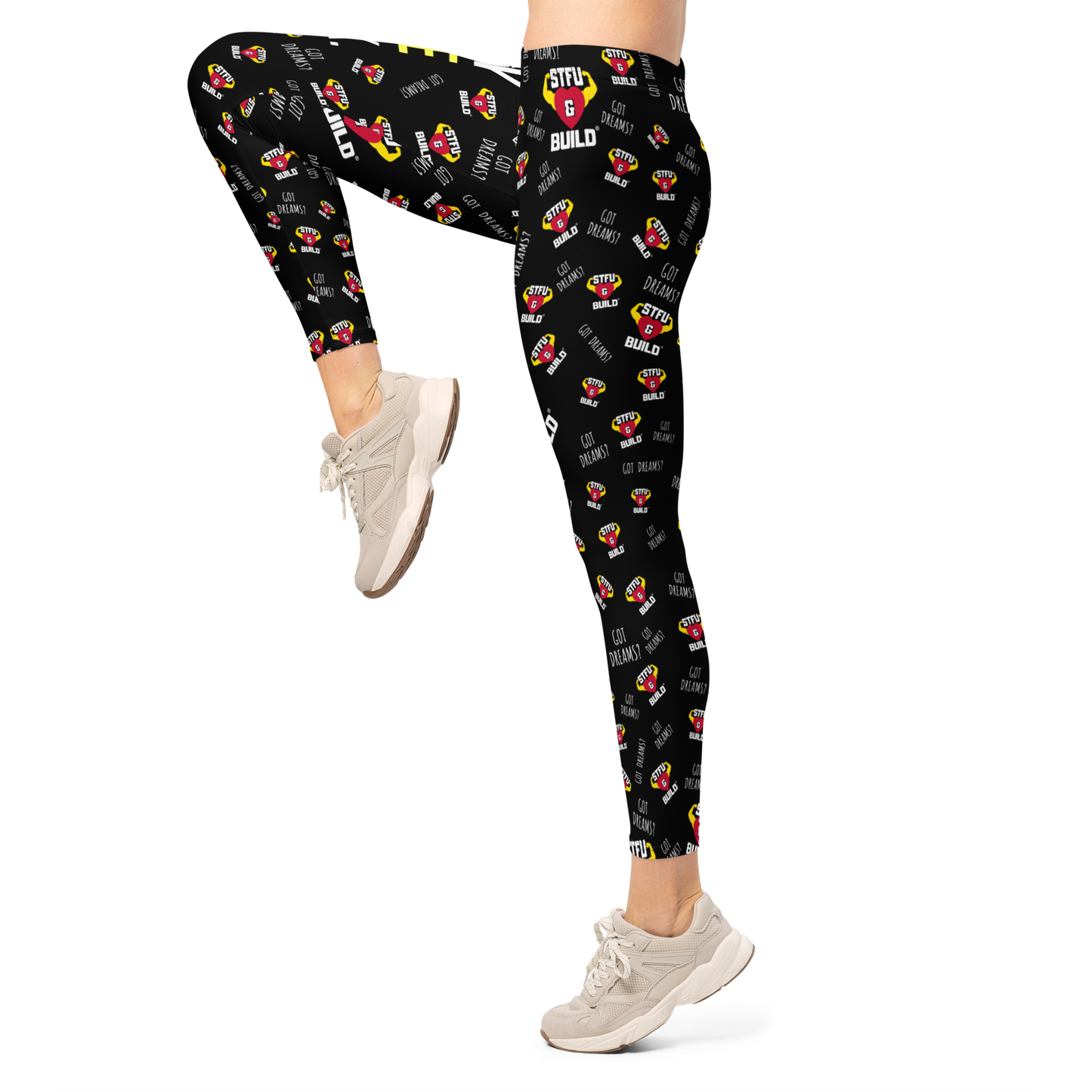 STFU & BUILD® | “Do The Dirty Core Work — Classic Collage” — Performance Leggings