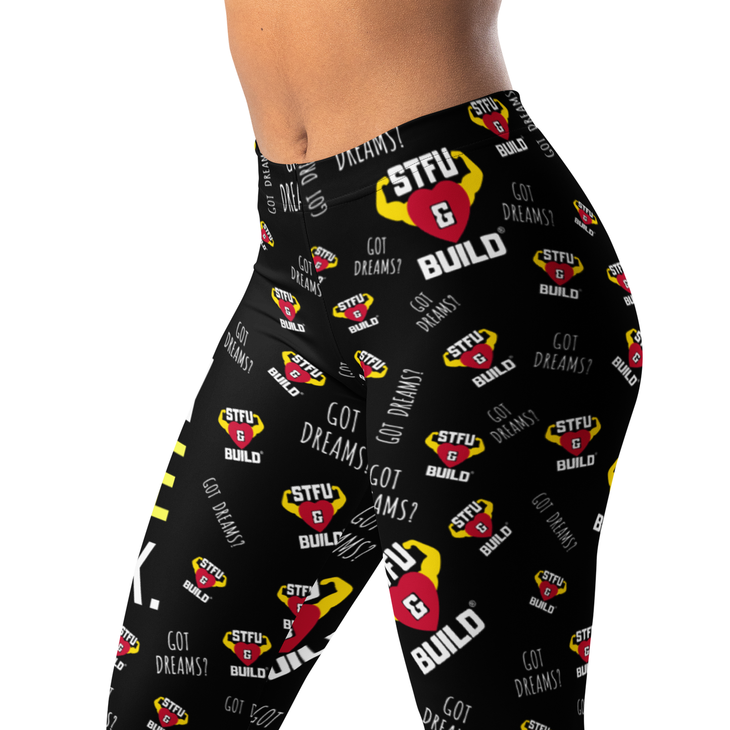 STFU & BUILD® | “Do The Dirty Core Work — Classic Collage” — Performance Leggings