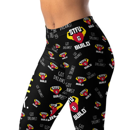 STFU & BUILD® | “Do The Dirty Core Work — Classic Collage” — Performance Leggings