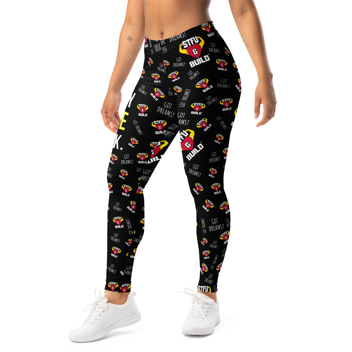 STFU & BUILD® | “Do The Dirty Core Work — Classic Collage” — Performance Leggings