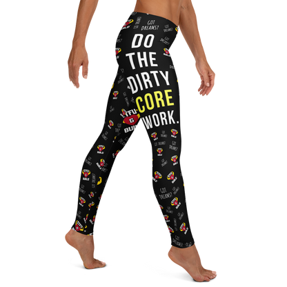 STFU & BUILD® | “Do The Dirty Core Work — Classic Collage” — Performance Leggings