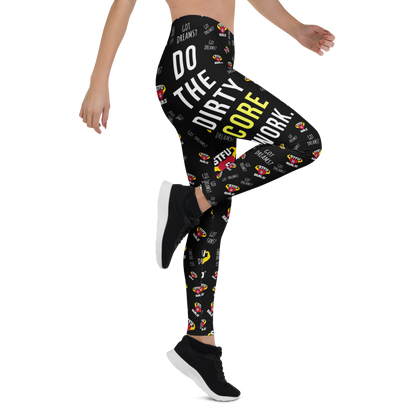 STFU & BUILD® | “Do The Dirty Core Work — Classic Collage” — Performance Leggings