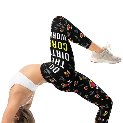 STFU & BUILD® | “Do The Dirty Core Work — Classic Collage” — Performance Leggings