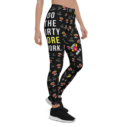 STFU & BUILD® | “Do The Dirty Core Work — Classic Collage” — Performance Leggings