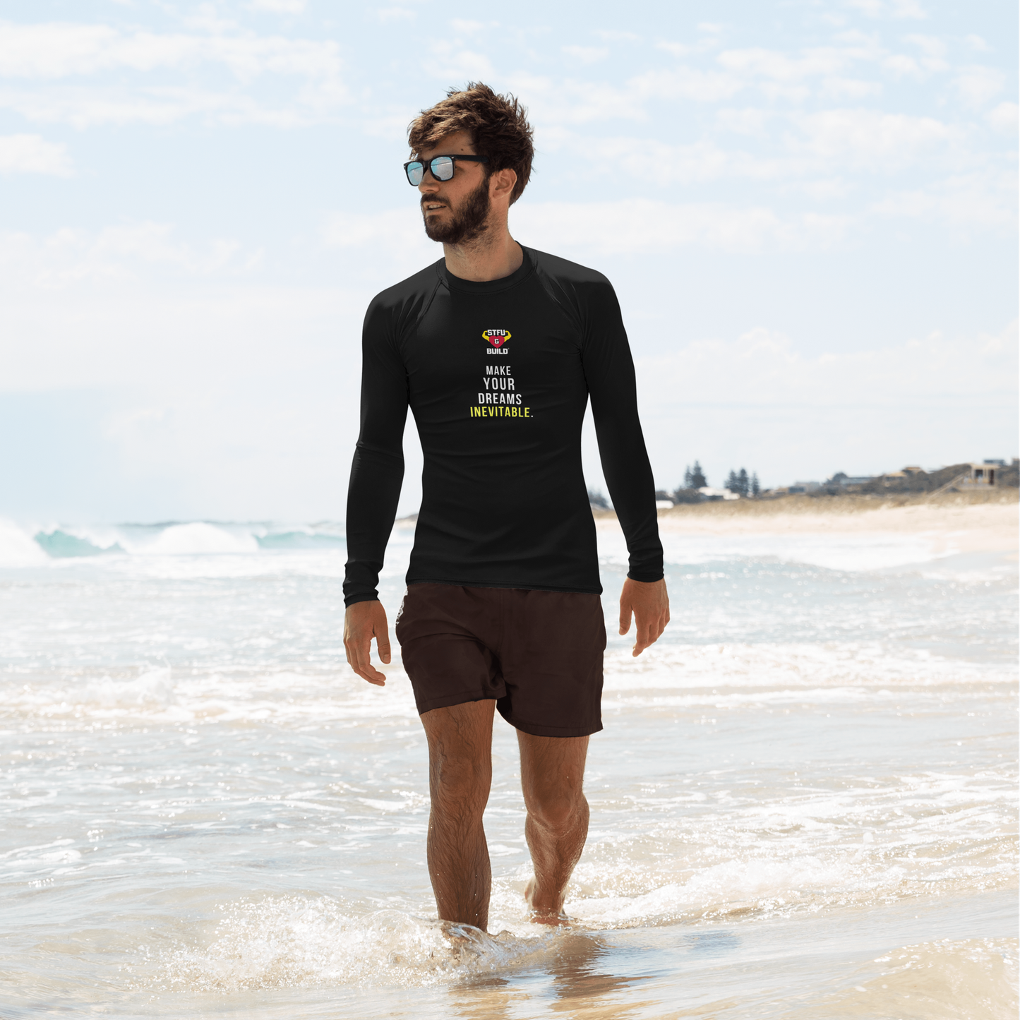 STFU & BUILD® | “Make Your Dreams Inevitable” — Men’s Rash Guard