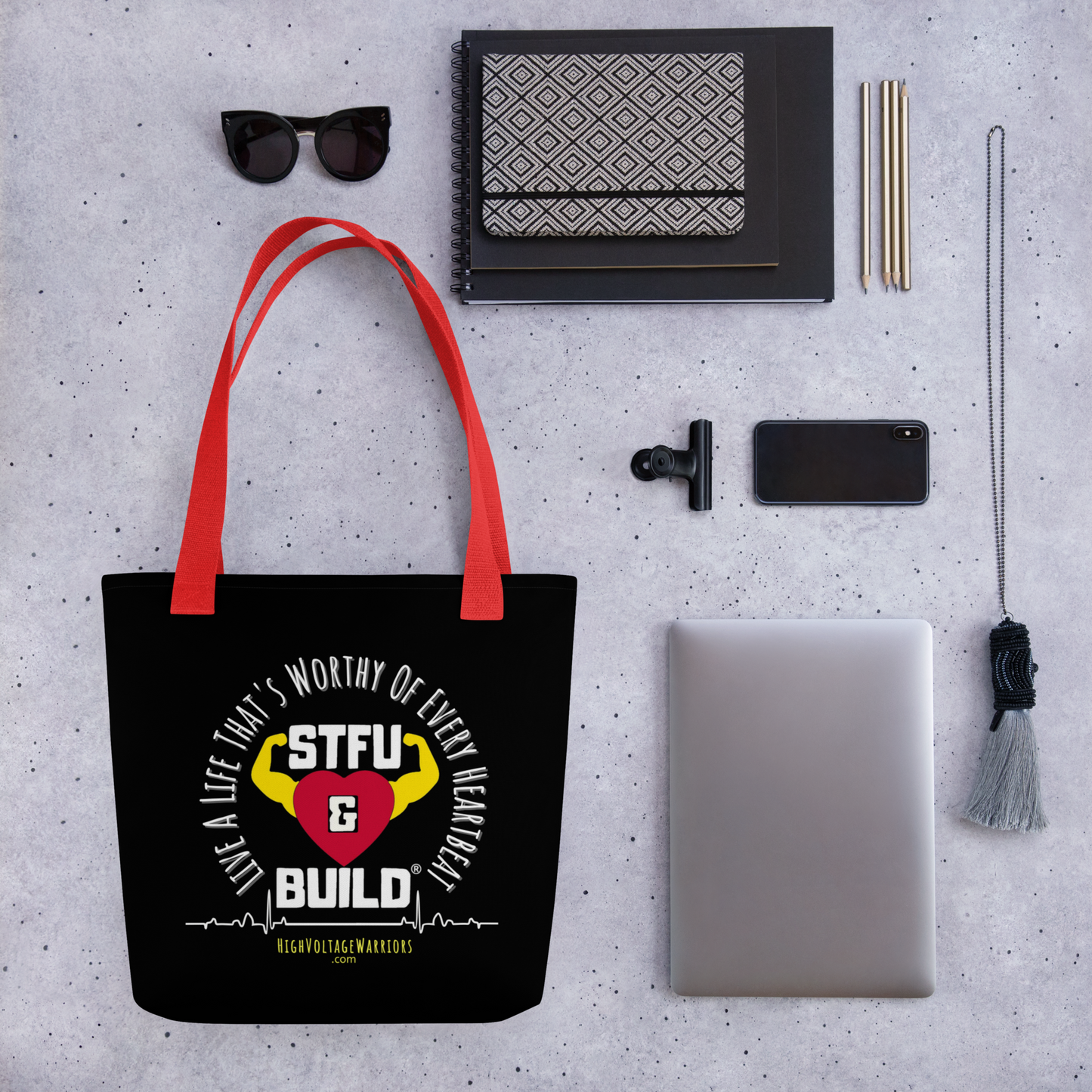 STFU & BUILD® | “Live A Life That’s Worthy Of Every Heartbeat” — Tote Bag