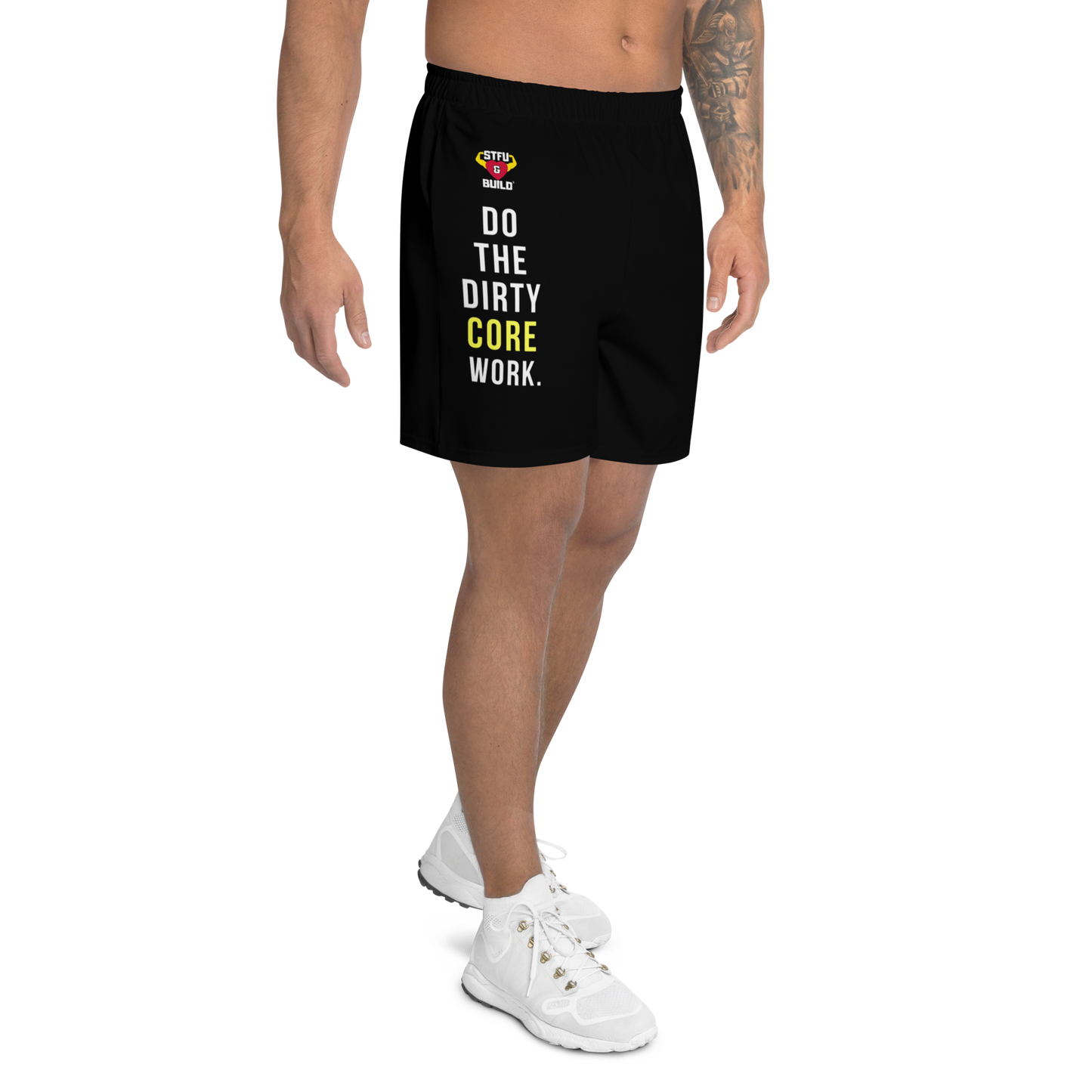 STFU & BUILD® | “Do The Dirty Core Work” — Men’s Recycled Athletic Shorts