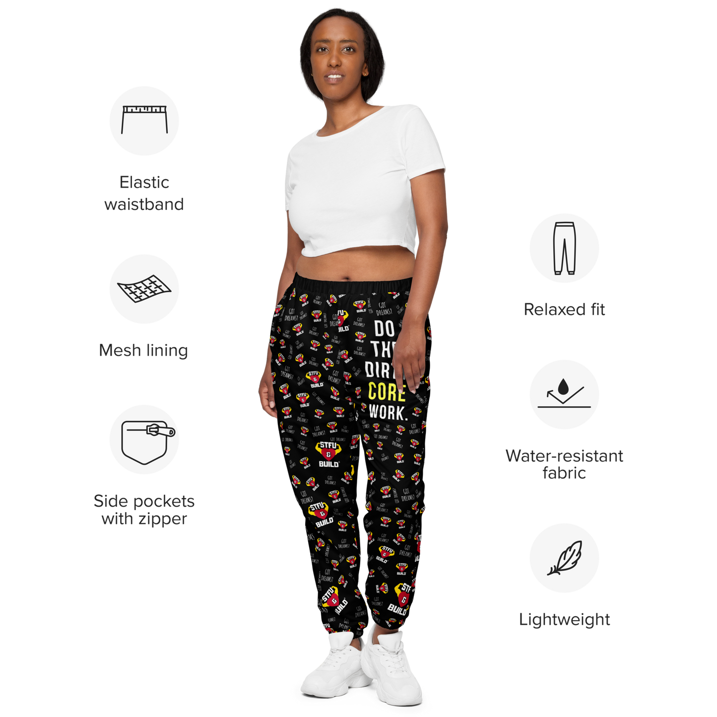 STFU & BUILD® | “Do The Dirty Core Work” — Women's Track Pants