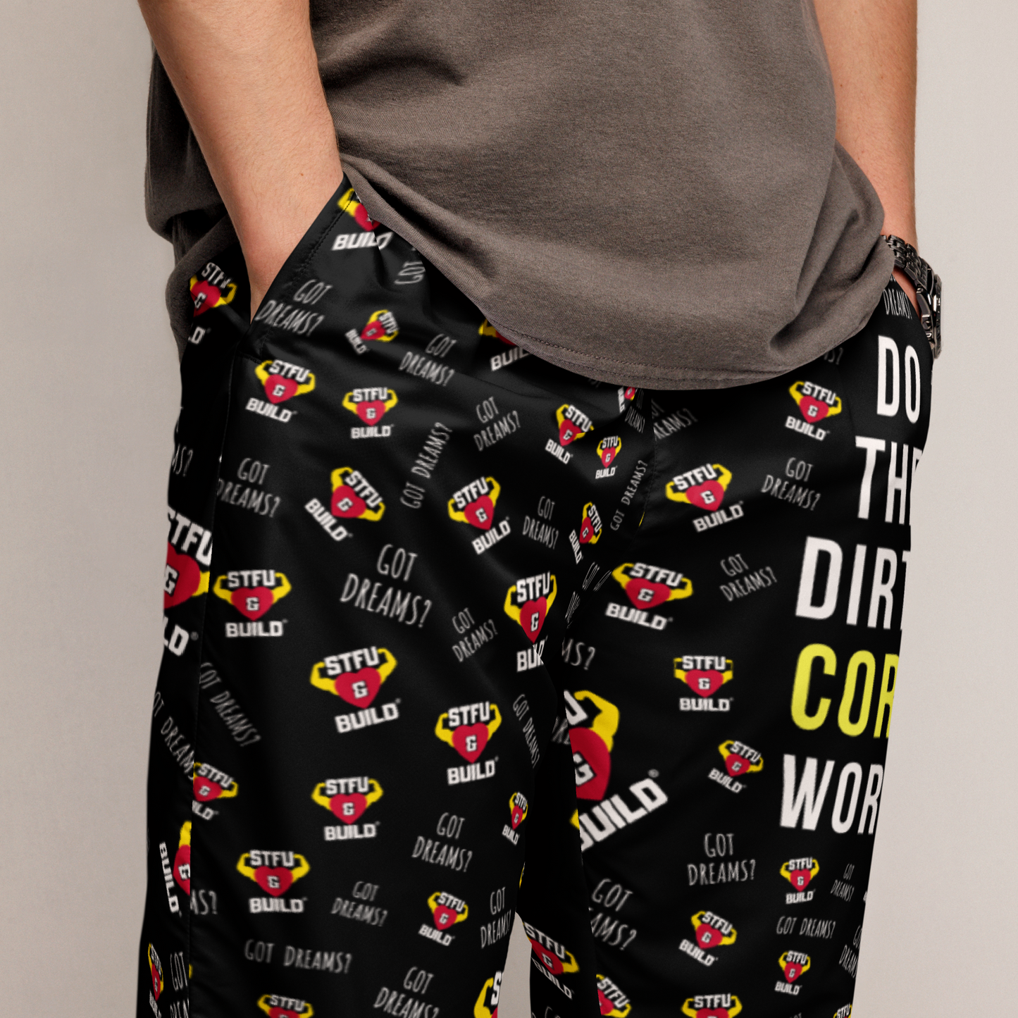 STFU & BUILD® | “Do The Dirty Core Work” — Men's Track Pants