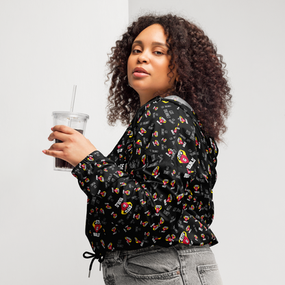 STFU & BUILD® | “Success Is Strictly Reserved — Classic Collage” — Women’s Cropped Windbreaker