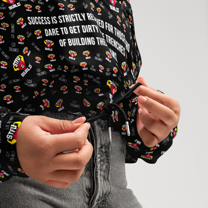 STFU & BUILD® | “Success Is Strictly Reserved — Classic Collage” — Women’s Cropped Windbreaker
