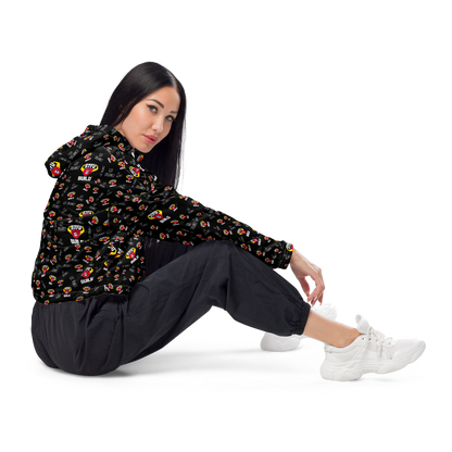 STFU & BUILD® | “Success Is Strictly Reserved — Classic Collage” — Women’s Cropped Windbreaker