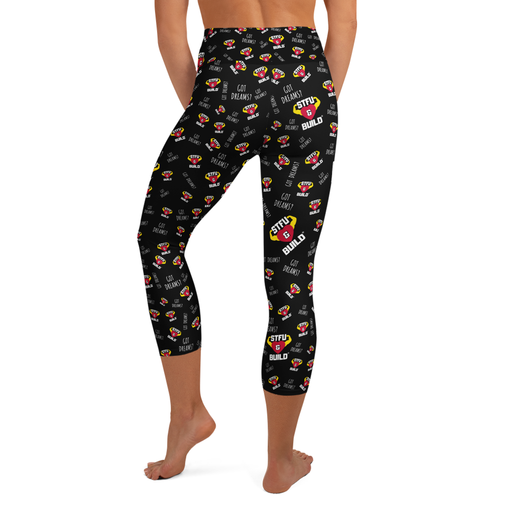 STFU & BUILD® | "Do The Dirty Core Work — Classic Collage" — Capri Leggings