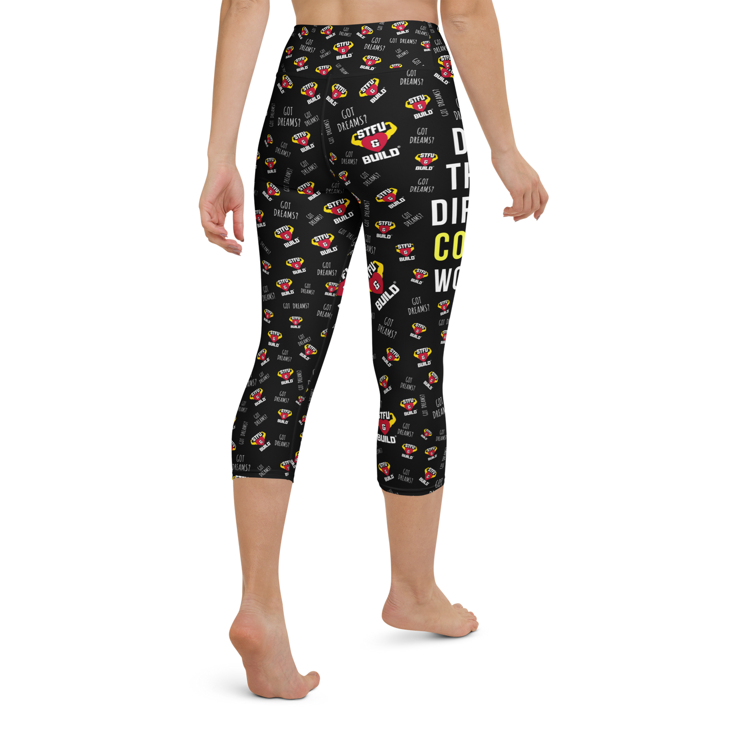 STFU & BUILD® | "Do The Dirty Core Work — Classic Collage" — Capri Leggings
