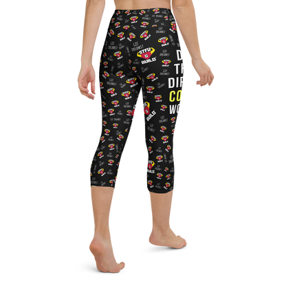 STFU & BUILD® | "Do The Dirty Core Work — Classic Collage" — Capri Leggings