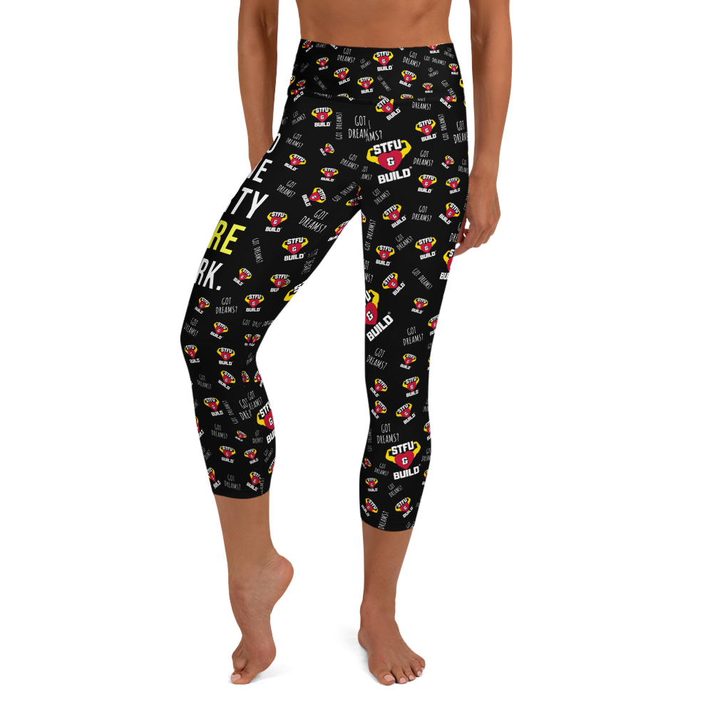 STFU & BUILD® | "Do The Dirty Core Work — Classic Collage" — Capri Leggings