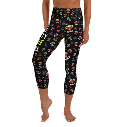 STFU & BUILD® | "Do The Dirty Core Work — Classic Collage" — Capri Leggings