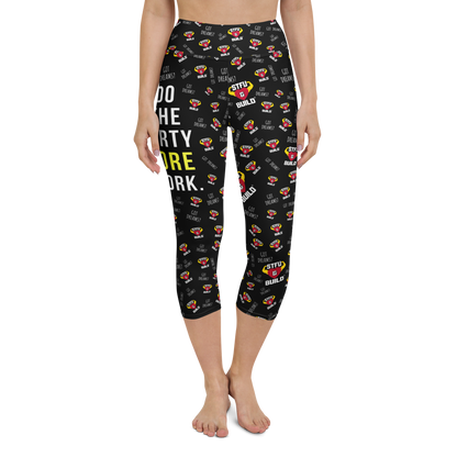 STFU & BUILD® | "Do The Dirty Core Work — Classic Collage" — Capri Leggings