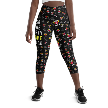 STFU & BUILD® | "Do The Dirty Core Work — Classic Collage" — Capri Leggings