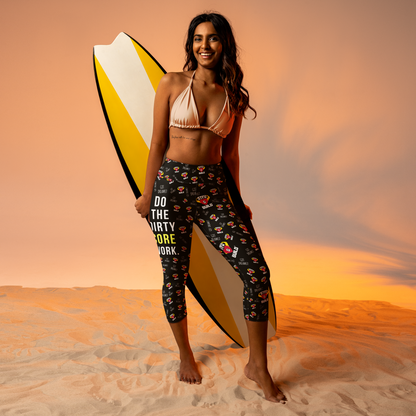 STFU & BUILD® | "Do The Dirty Core Work — Classic Collage" — Capri Leggings