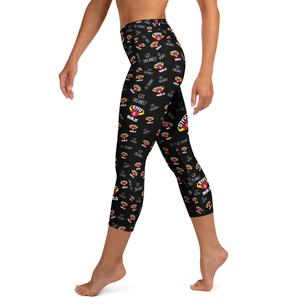 STFU & BUILD® | "Do The Dirty Core Work — Classic Collage" — Capri Leggings
