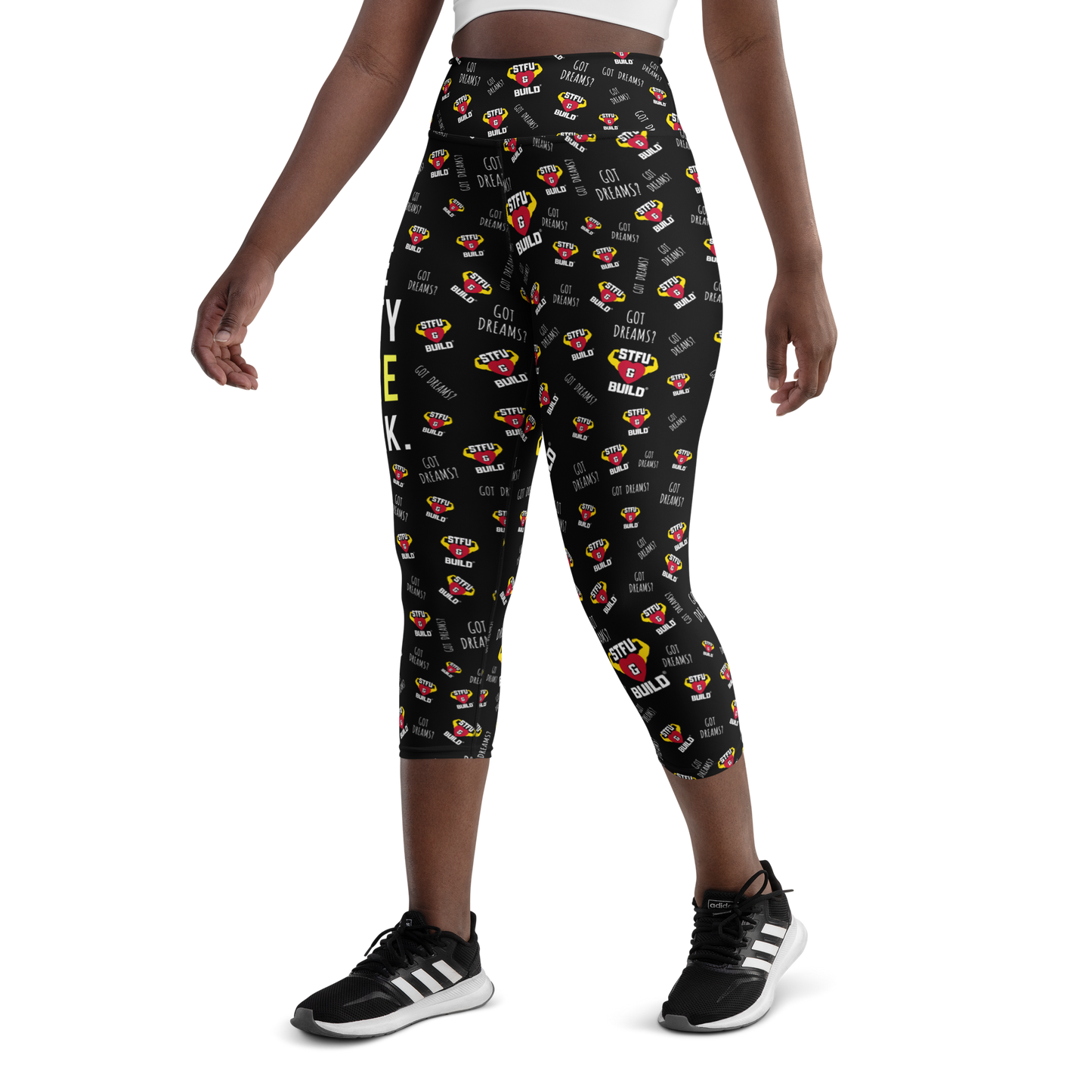 STFU & BUILD® | "Do The Dirty Core Work — Classic Collage" — Capri Leggings