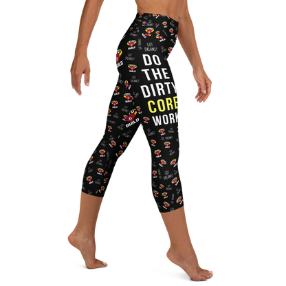 STFU & BUILD® | "Do The Dirty Core Work — Classic Collage" — Capri Leggings