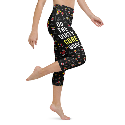 STFU & BUILD® | "Do The Dirty Core Work — Classic Collage" — Capri Leggings