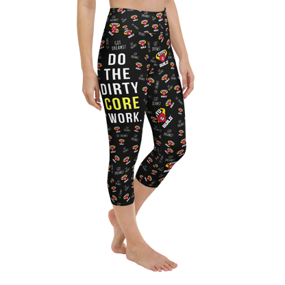 STFU & BUILD® | "Do The Dirty Core Work — Classic Collage" — Capri Leggings