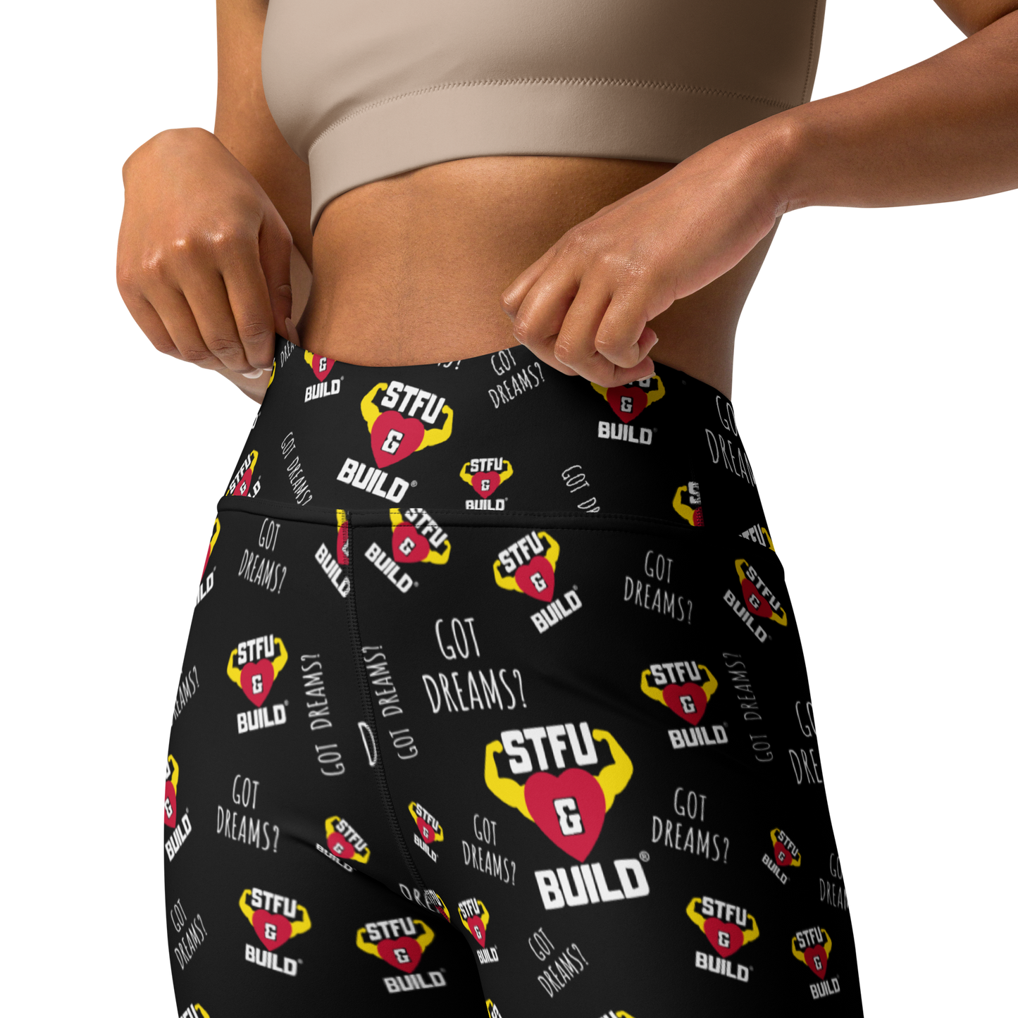STFU & BUILD® | “Got Dreams? — Classic Collage” — Yoga Leggings