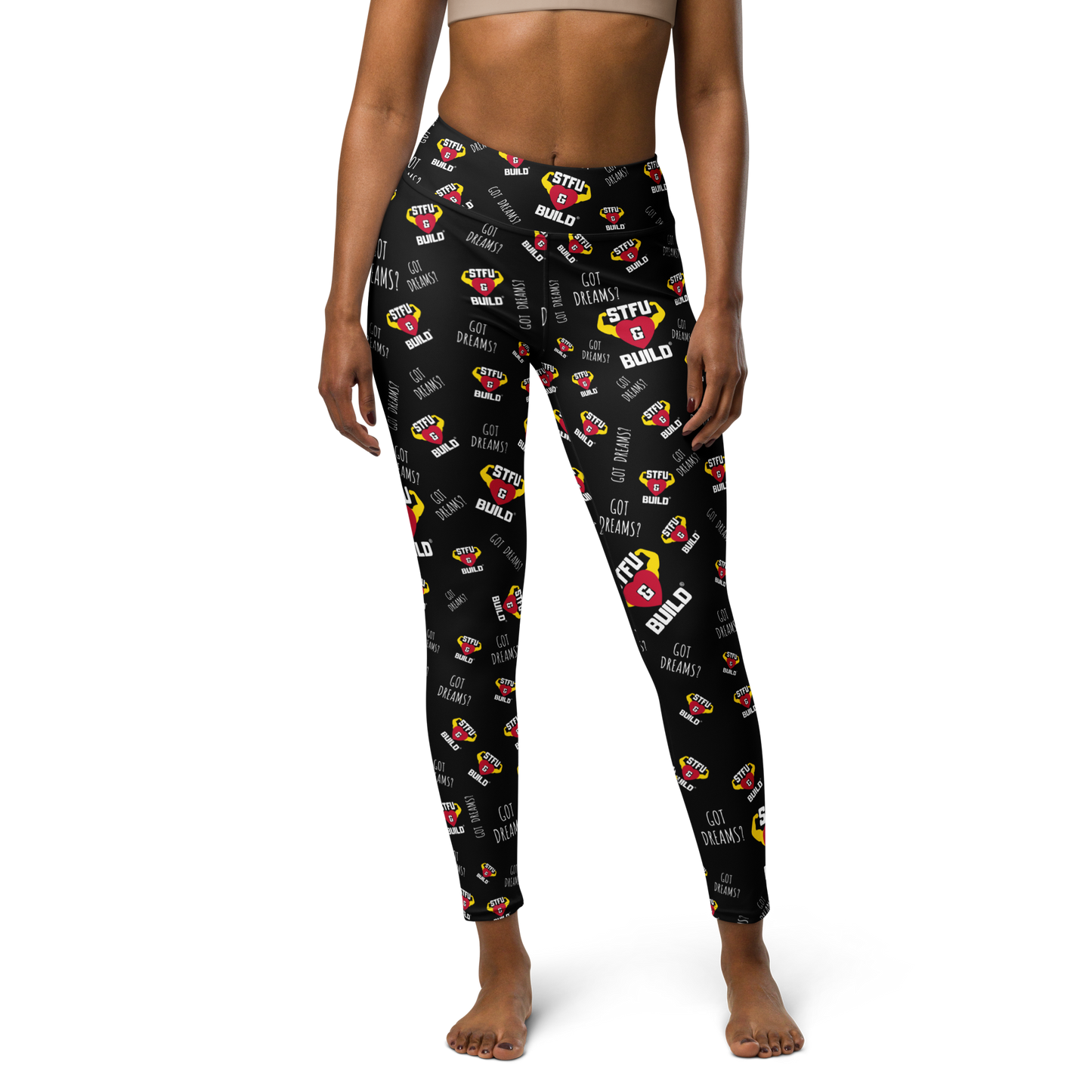 STFU & BUILD® | “Got Dreams? — Classic Collage” — Yoga Leggings