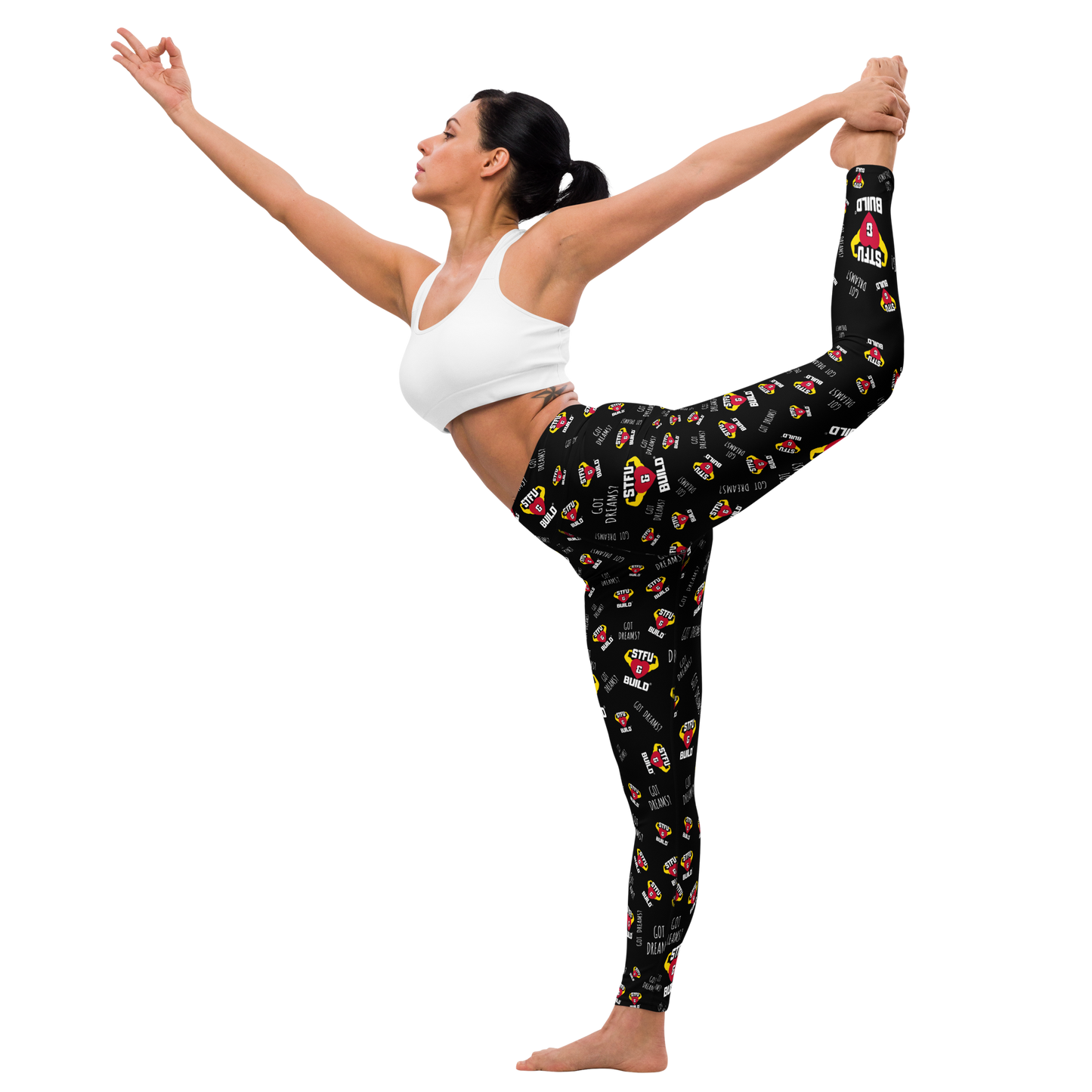 STFU & BUILD® | “Got Dreams? — Classic Collage” — Yoga Leggings
