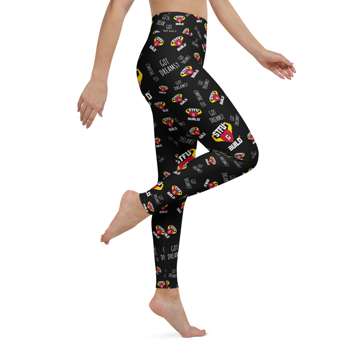 STFU & BUILD® | “Got Dreams? — Classic Collage” — Yoga Leggings