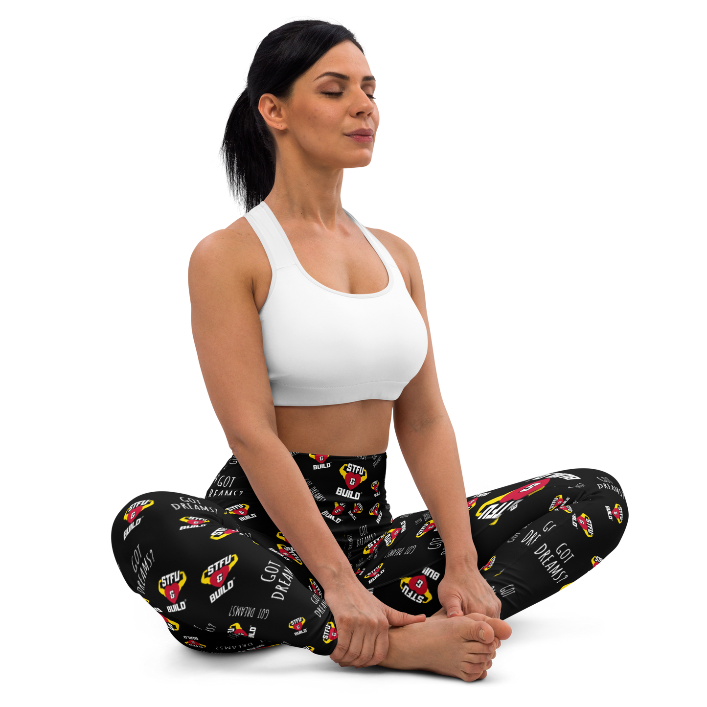 STFU & BUILD® | “Got Dreams? — Classic Collage” — Yoga Leggings